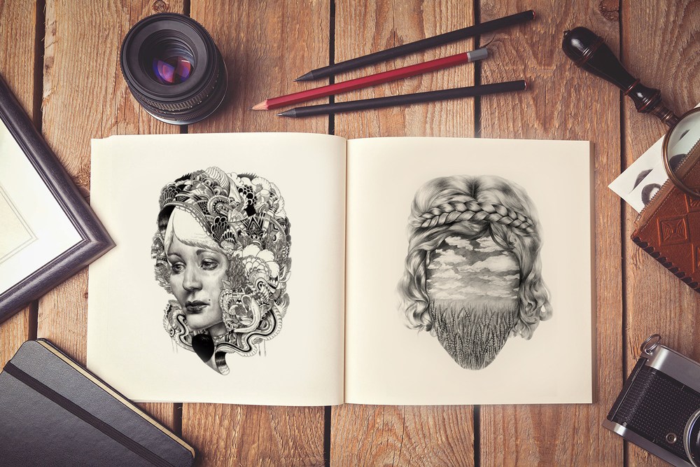 1000x667 Free Artist Sketch Book Psd Mockup - Sketch Mockup Free