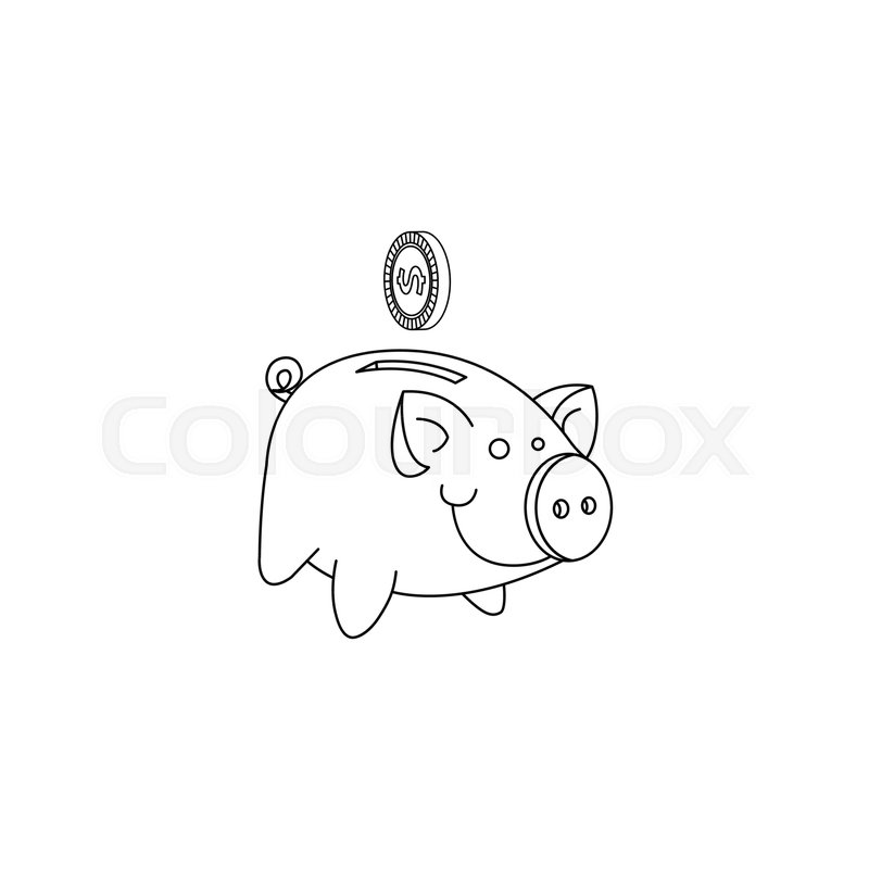 800x800 Sketch Hand Drawn Piggy Band Money Box, Pig Earnings Save Object - Sketch Money