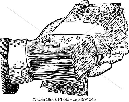 450x355 Vector Money Donation Graphic. Vector Retro Money And Hand. - Sketch Money