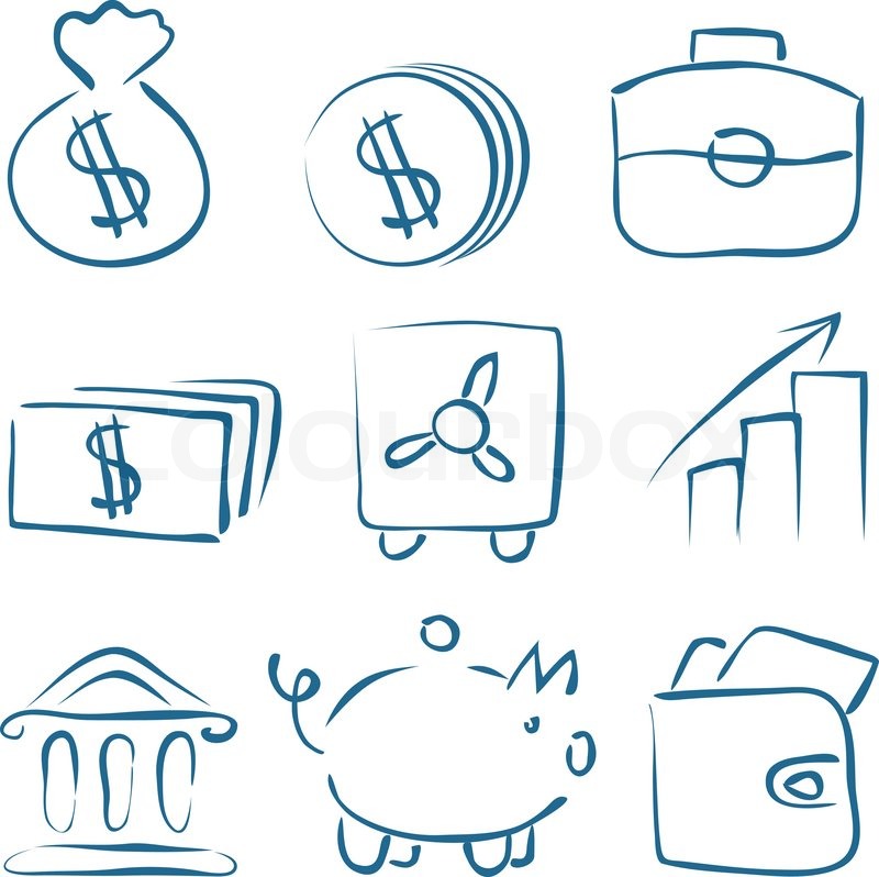 800x798 Vector Sketch Money Icons Stock Vector Colourbox - Sketch Money