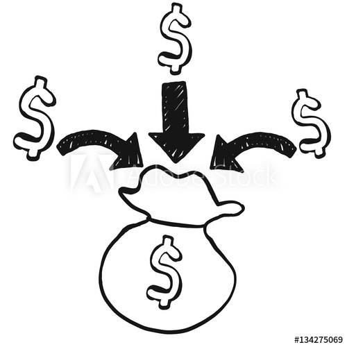 500x500 Abstract Hand Draw Doodle Sketch Money Come In Bag With White - Sketch Money