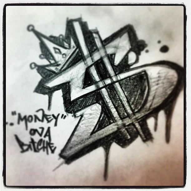 612x612 Sketch Money Over Bitches Krone 5min Photograph By Wasim Saada - Sketch Money