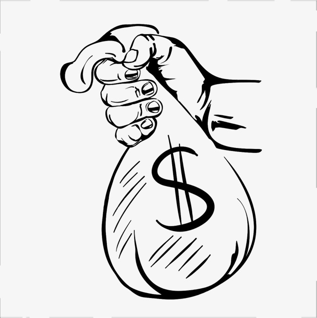 650x651 Black And White Hands Holding Money Bag, Money Clipart, Bag - Sketch Money