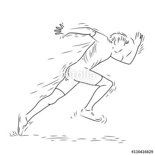 500x500 Runner In Action, Runner Sport Motion, Start Concept, Hand Drawn - Sketch Motion