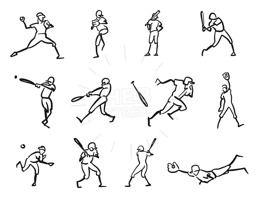 900x717 Baseball Player Motion Sketch Studies Hebstreits - Sketch Motion