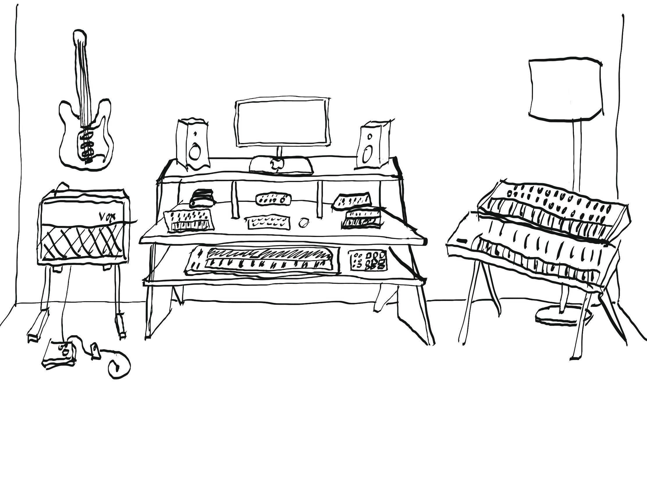 2224x1668 Shitty Sketch Of My Future Bedroom Music Studio - Sketch Music
