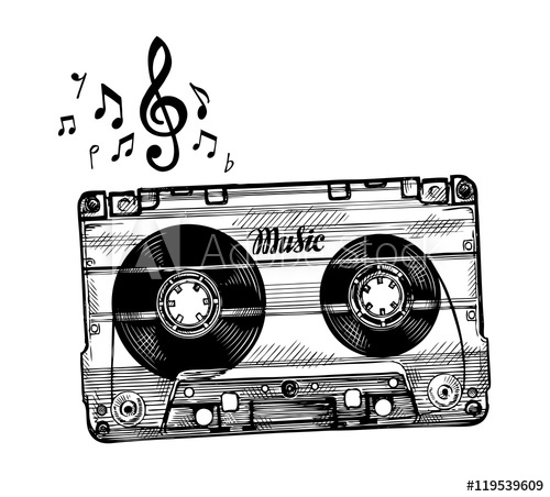 500x452 Hand Drawn Cassette Music. Sketch Audio Tape. Vector Illustration - Sketch Music