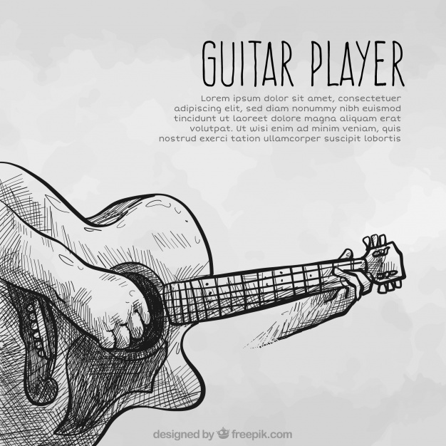 626x626 Guitarrra Sketch Background Vector Free Download - Sketch Musical