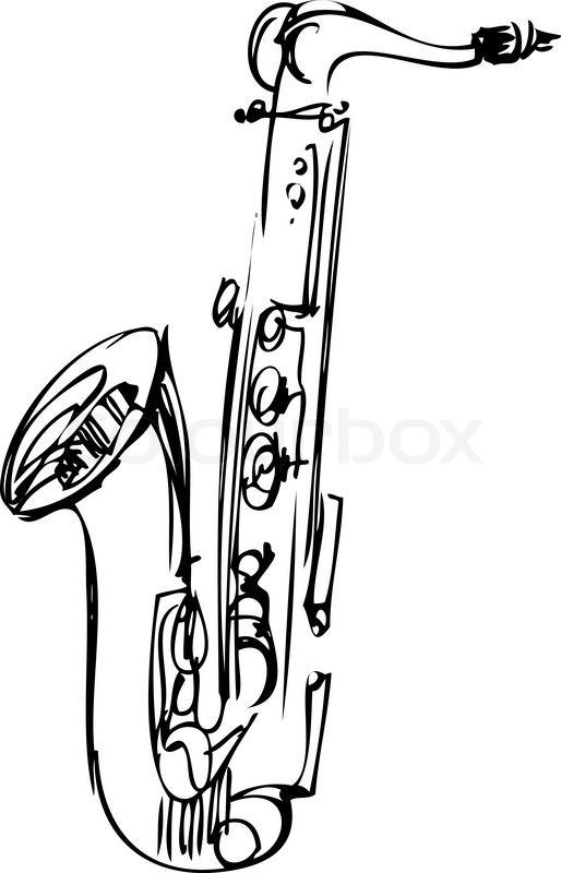 514x800 A Sketch Brass Alto Saxophone Musical Instrument Stock Vector - Sketch Musical