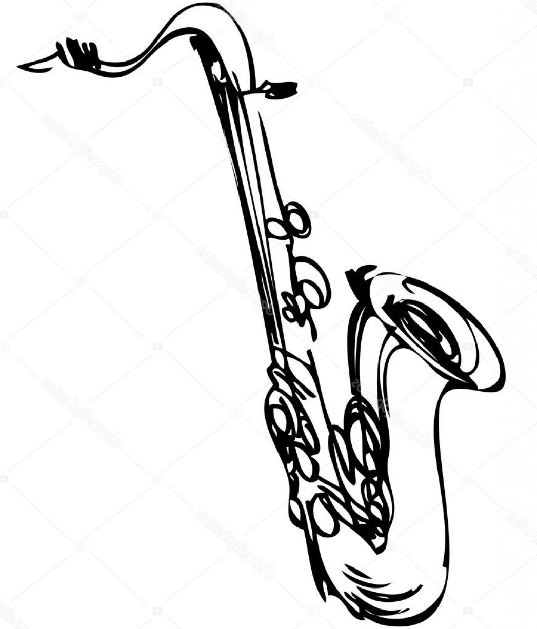 1047x1227 Stock Illustration Sketch Brass Musical Instrument Saxophone - Sketch Musical