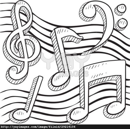 512x508 Doodle Style Musical Notes Border Sketch In Vector Format Arts - Sketch Musical
