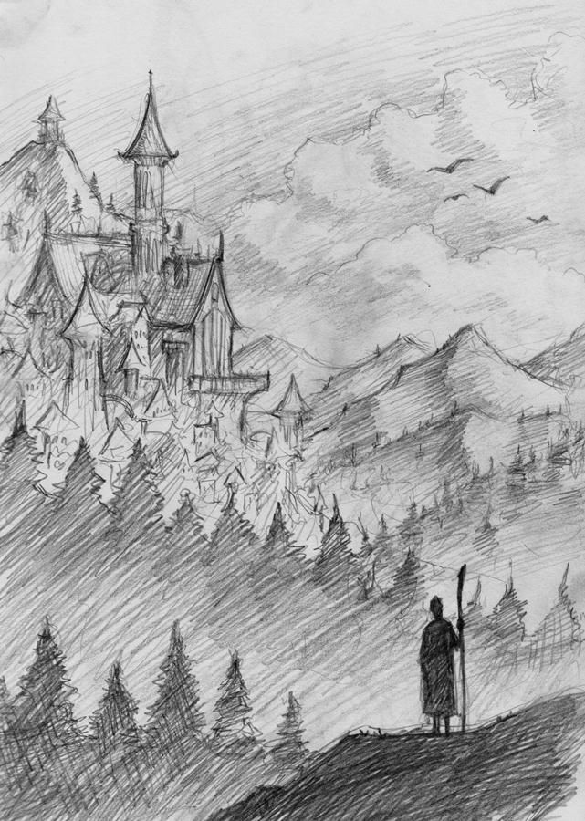 641x900 Just A Typical Fantasy Landscape Sketched During My Christmas - Sketch My Pic