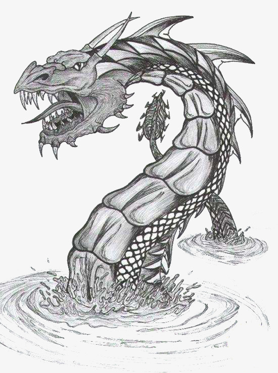 550x738 The Black And White Sketch., Sea Monster, Black And White, Sketch - Sketch N Draw