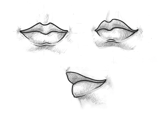 570x424 Drawing Vector Portraits Part 4 The Lips - Sketch Nose And Lips
