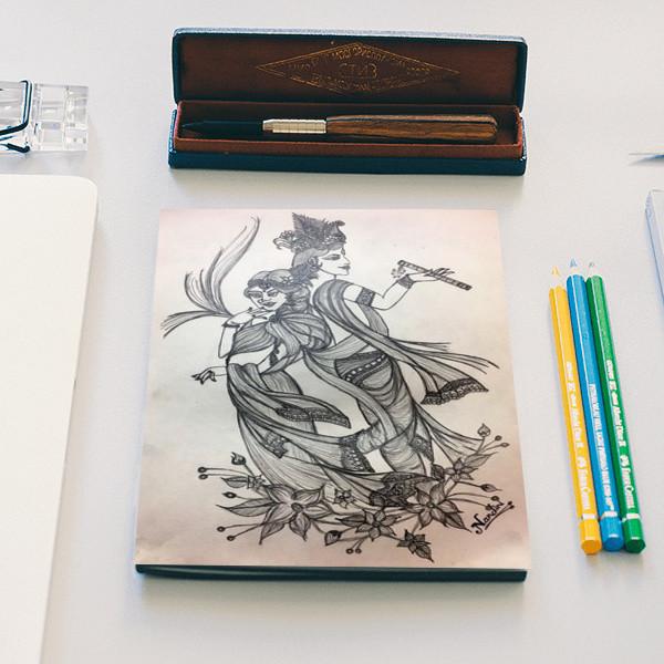 600x600 Radha Krishna Pencil Sketch Notebook Artist Nandini Rawat - Sketch Notebook