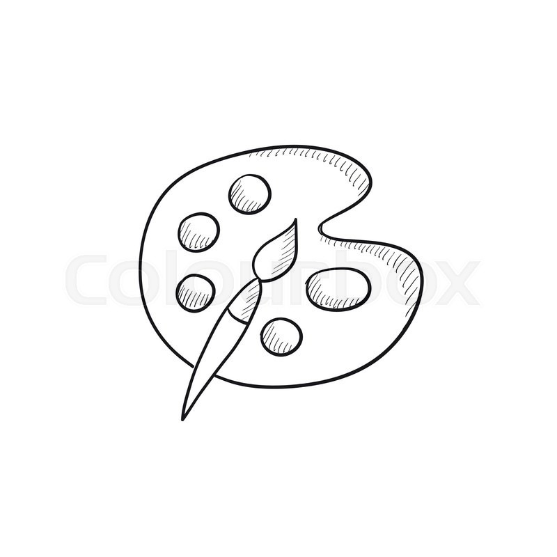 800x800 Paint Brush With Palette Vector Sketch Icon Isolated On Background - Sketch O Paint