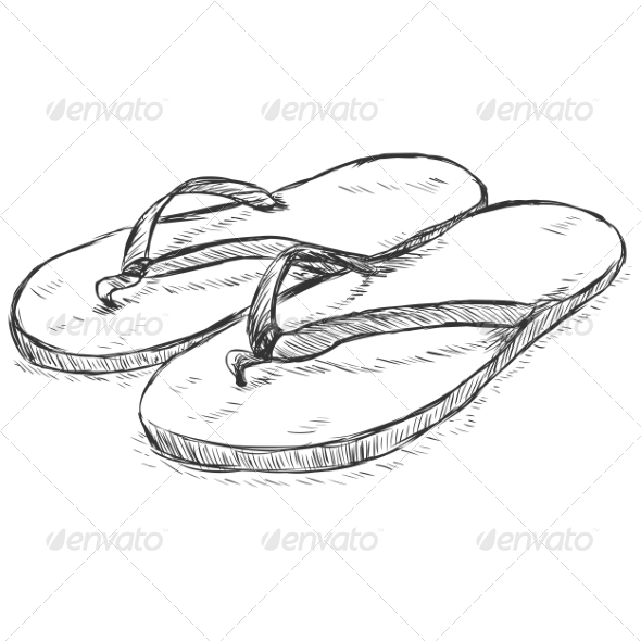 590x590 Vector Sketch Slippers By Nikiteev Graphicriver - Sketch Objects