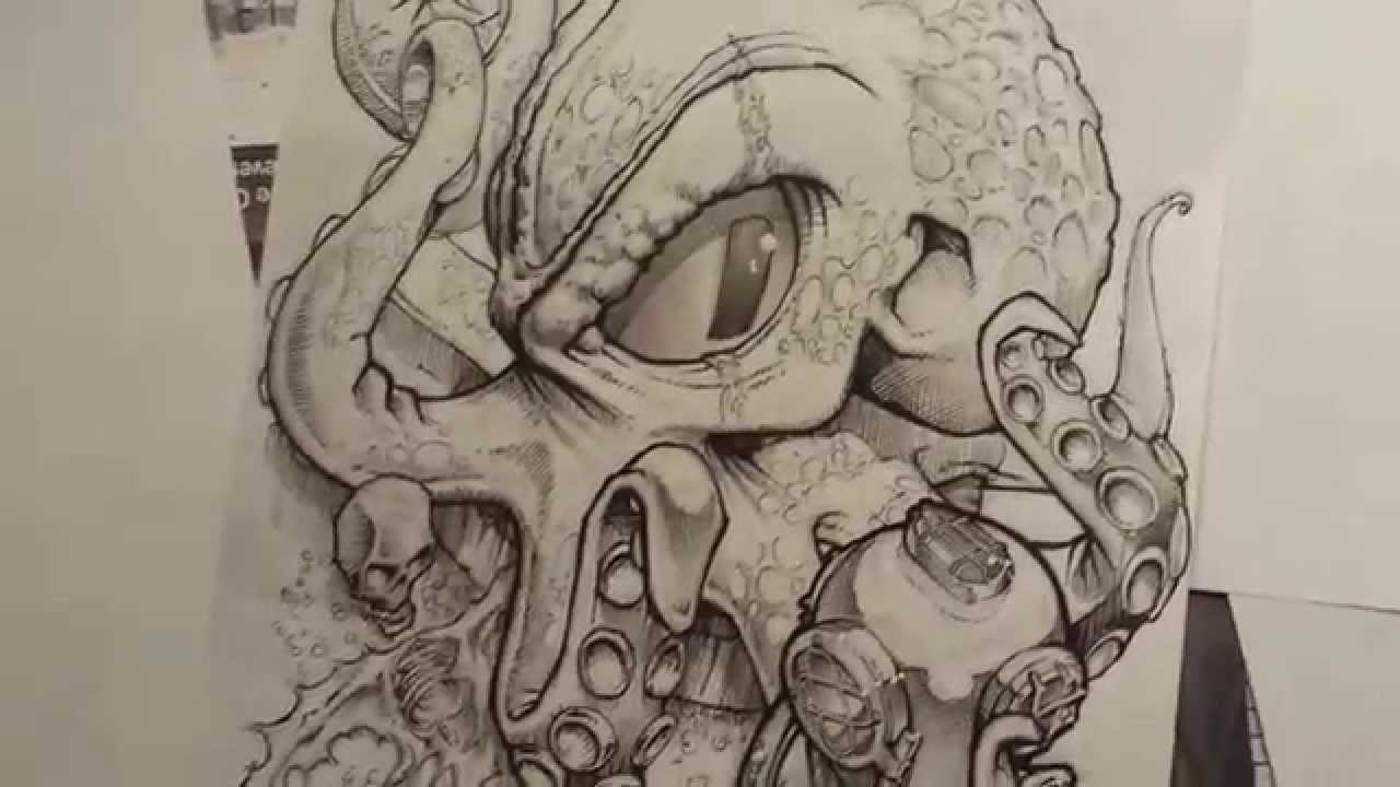 1280x720 Octopus Sketch By Aran De Baron - Sketch Octopus