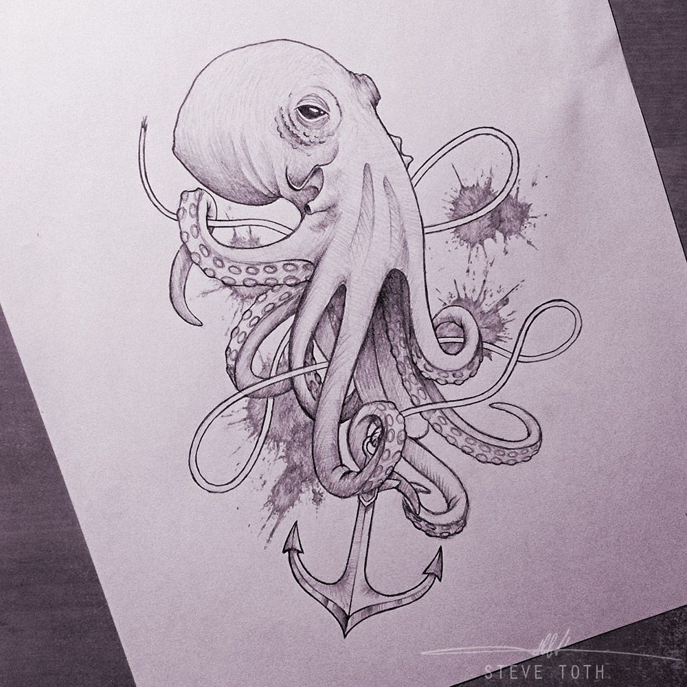 1000x1000 Octopus Sketch By Steve Toth. Octopod Tattoos - Sketch Octopus