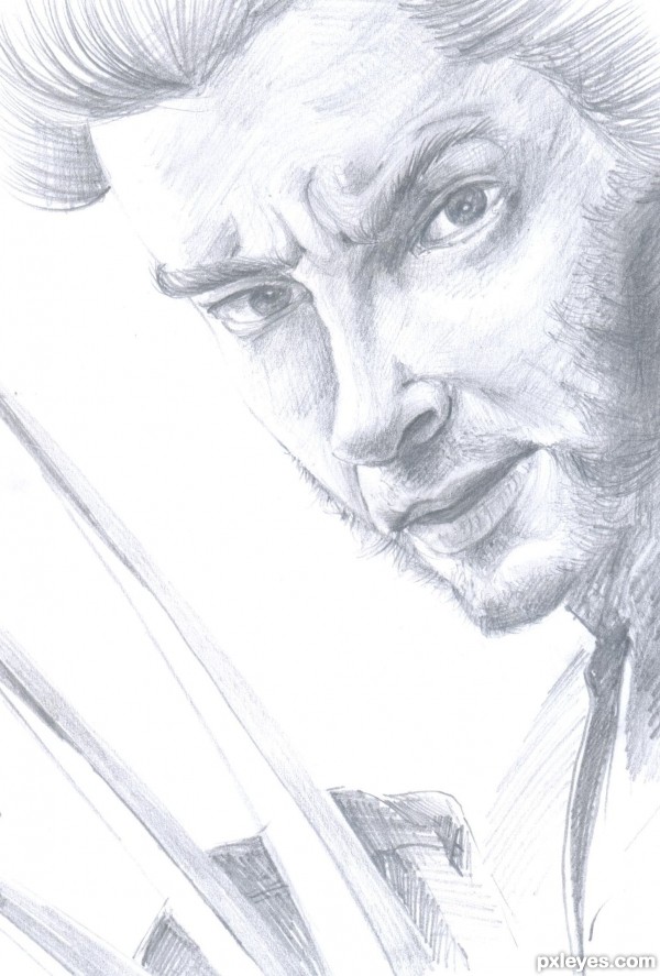 600x887 How To Draw A Realistic Face Sketch Of Wolverine - Sketch Of