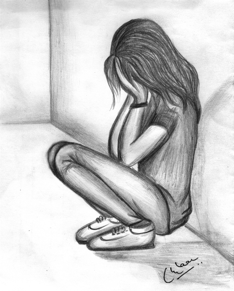 820x1023 Pencil Sketch Of A Sad Girl - Sketch Of A