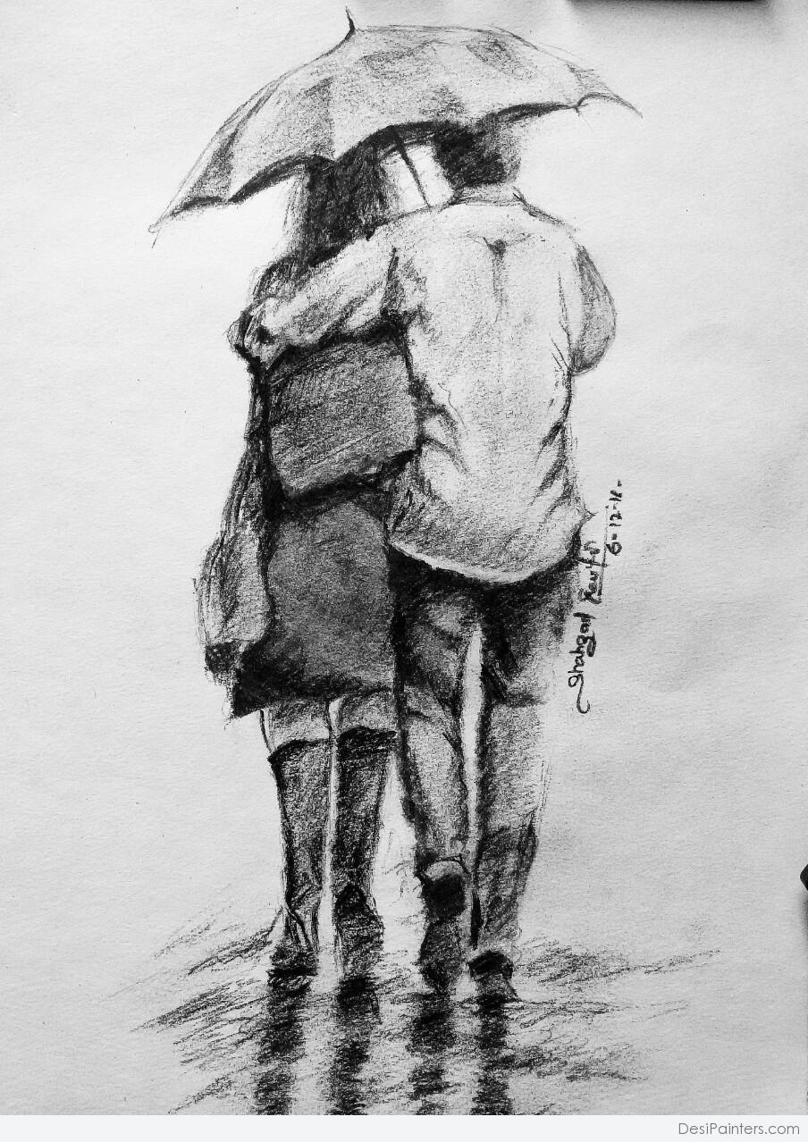 904x1278 Pencil Sketch Of Couple - Sketch Of A