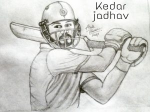 300x224 Sketch Of A Wonderful Player Kedar Jadhav - Sketch Of A
