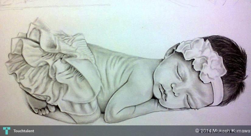 825x448 Cute Baby Girl ) Touchtalent - Sketch Of A Baby Girl