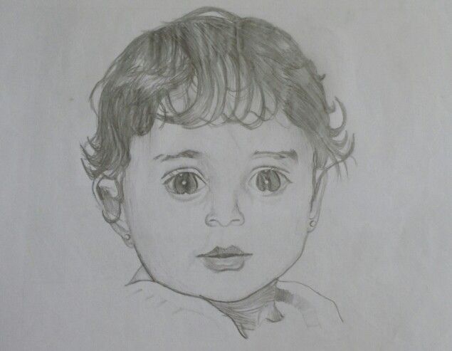 635x493 Cute Baby Girl Pencil Drawing Drawings Drawings - Sketch Of A Baby Girl