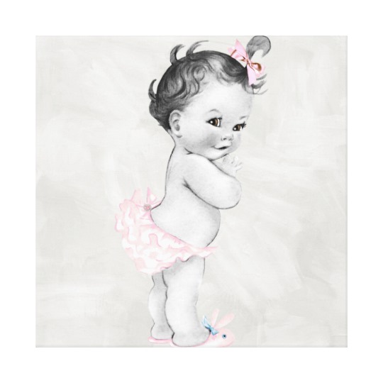 540x540 Beautiful Pink Vintage Baby Girl Canvas Print - Sketch Of A Baby Girl