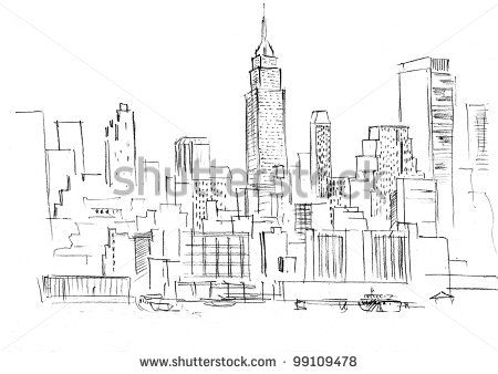 450x338 Quick Contour Sketch Of A City Skyline. Httpimage.shutterstock - Sketch Of A City
