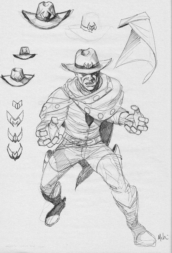 570x835 Cowboy Magneto Sketch For Exiles 6 Cover Etsy - Sketch Of A Cowboy