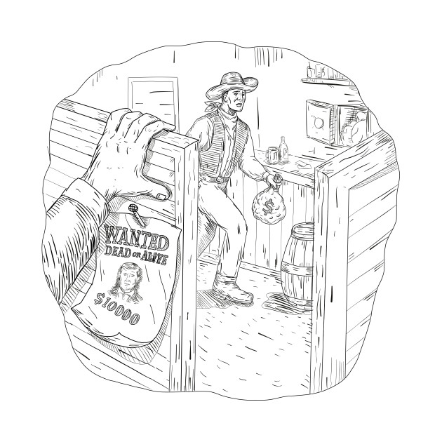 630x630 Cowboy Robbing Saloon Drawing - Sketch Of A Cowboy