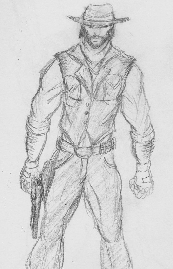 718x1112 Cowboy Sketch By R0acha - Sketch Of A Cowboy