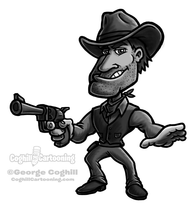 640x683 Gunslinger Cowboy Cartoon Character Sketch - Sketch Of A Cowboy