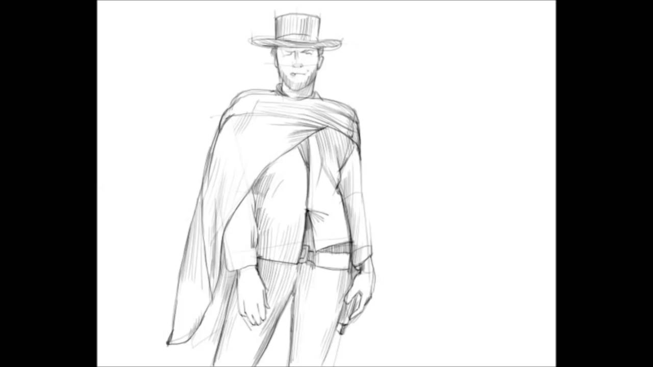 1280x720 How To Draw A Cowboy - Sketch Of A Cowboy