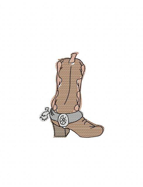 489x640 Cowboy Boot 105 Sketch Embroidery Design - Sketch Of A Cowboy
