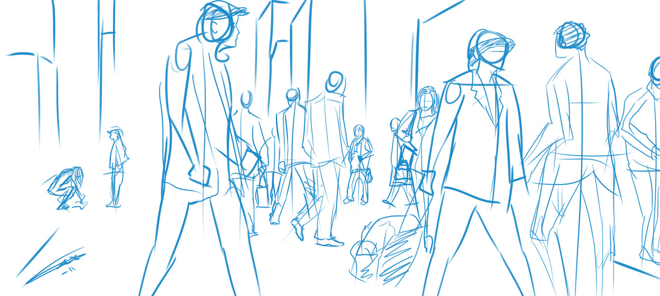 1333x599 Crowd Speed Sketch By Ericoscarj - Sketch Of A Crowd