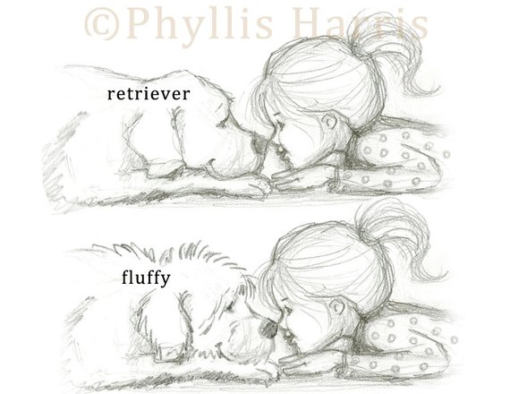 570x440 Little Girl And Her Dog Nose To Nose Pencil Sketch Etsy - Sketch Of A Little Girl