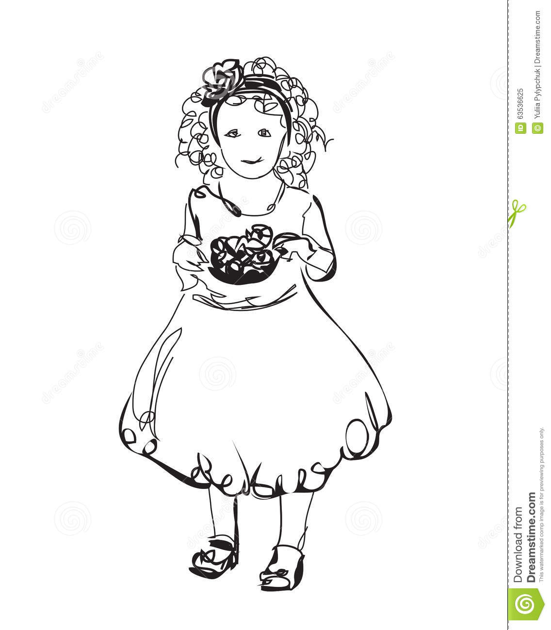1136x1300 Sketch Of A Baby Girl Little Girl In The Dress Stock Vector - Sketch Of A Little Girl