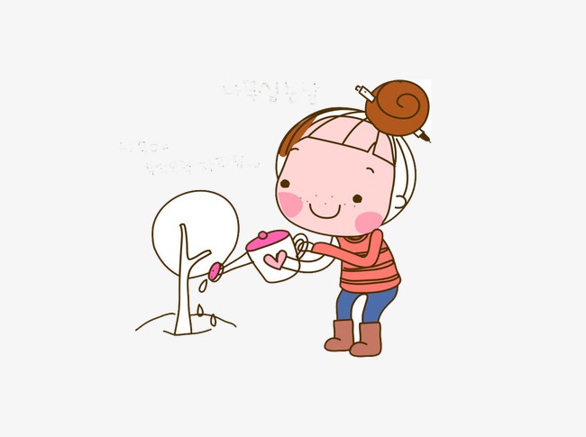 650x485 Watering Trees Painted Sketch Of A Little Girl, Watering Trees - Sketch Of A Little Girl