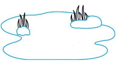 382x215 How To Draw Backgrounds, Nature, A Pond, A Grass, Easy Step By - Sketch Of A Pond