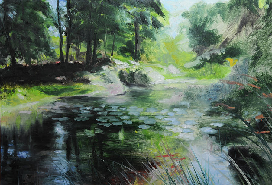 900x614 Sketch Of A Pond At Port Meirion Painting By Harry Robertson - Sketch Of A Pond