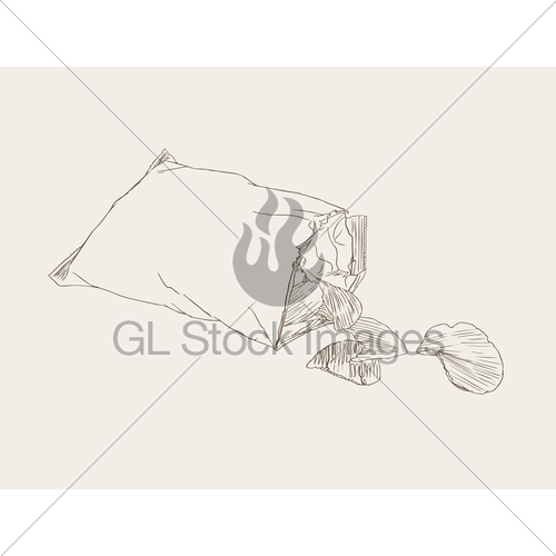 500x500 Potato Chips , Packaging, Bag Of Chip ,sketch Vector. Gl Stock - Sketch Of A Potato
