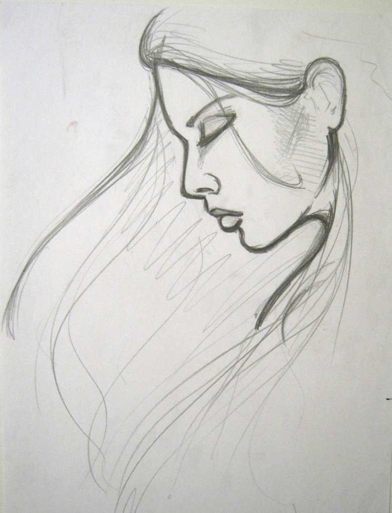 Sketch Of A Sad Girl at PaintingValley.com | Explore collection of