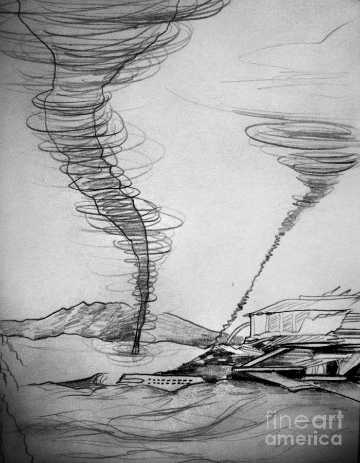 700x900 Sand Storm And Old Laboratory Drawing By Sofia Metal Queen - Sketch Of A Storm