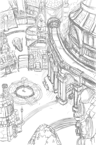 400x600 Sketch Of A Fantasy Town By Cessa - Sketch Of A Town