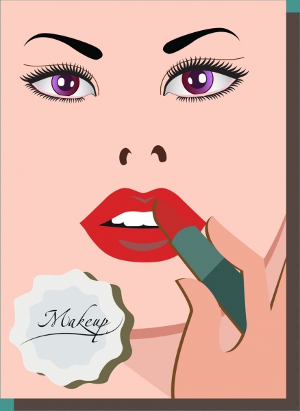 438x600 Makeup Banner Woman Face Sketch Lipstick Icon Free Vector In Adobe - Sketch Of A Woman Face