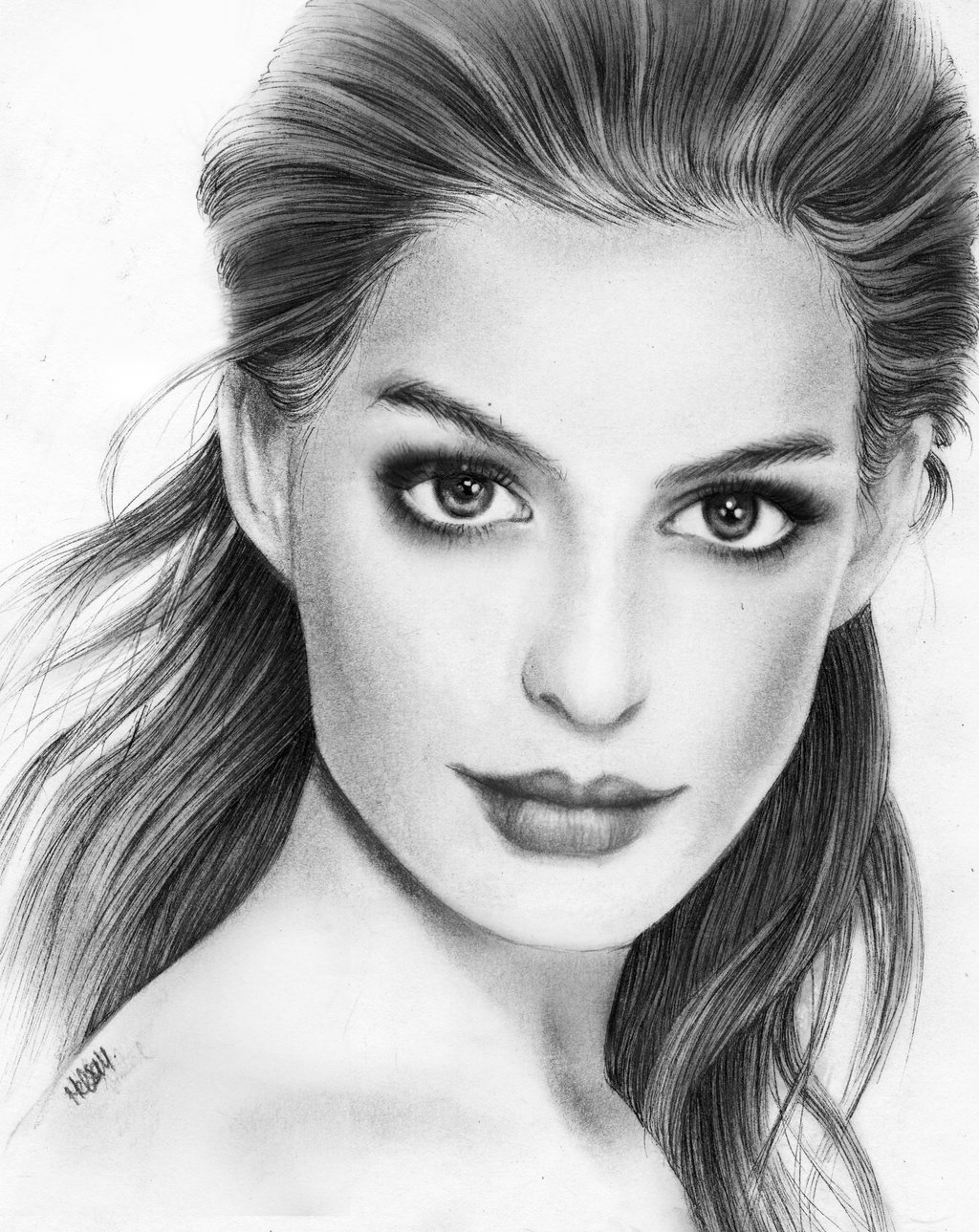 pencil sketch of woman face