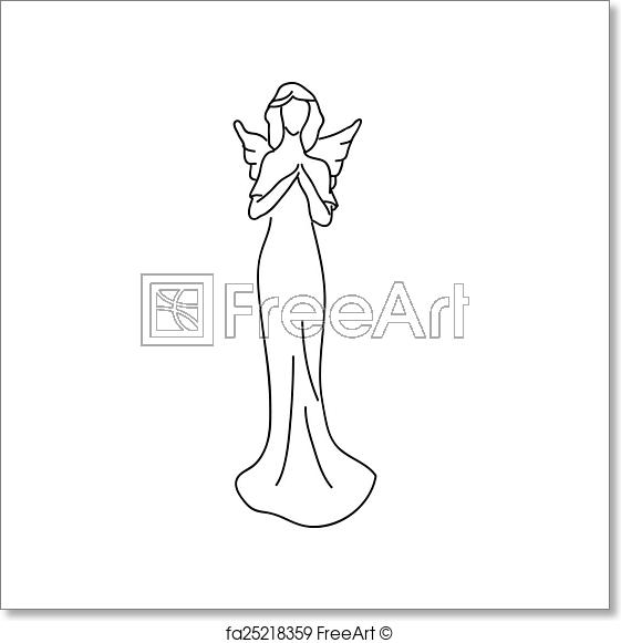 561x581 Free Art Print Of Simple Sketch Of An Angel, A Female Figure With - Sketch Of An Arm